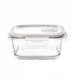 Pote 320ml 12x12x5,8 cm Hermético Quadrado Em Vidro Borossilicato Com Tampa